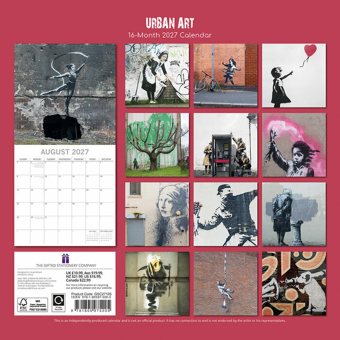 Calendrier  2027 Art Urbain Banksy Graffiti