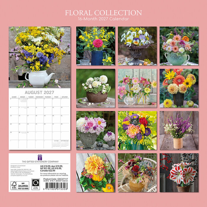 Calendrier Mural 2027 Bouquets de Fleurs 