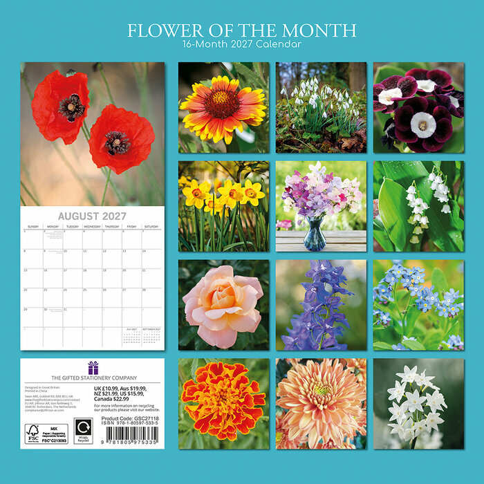 Calendrier 2027 Une Fleur par Mois et Saisons Calendrier 2027 Une Fleur par Mois et Saisons