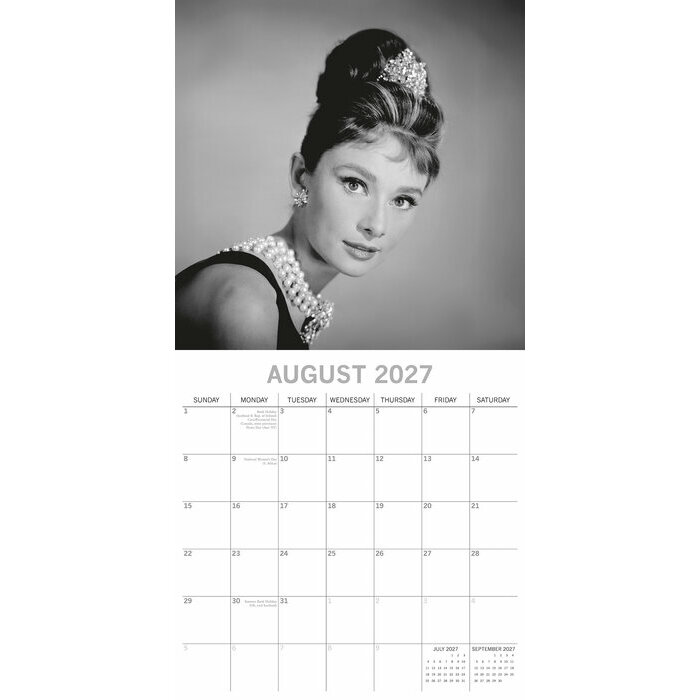 Calendrier 2027 Ic�ne Cin�ma Audrey Hepburn