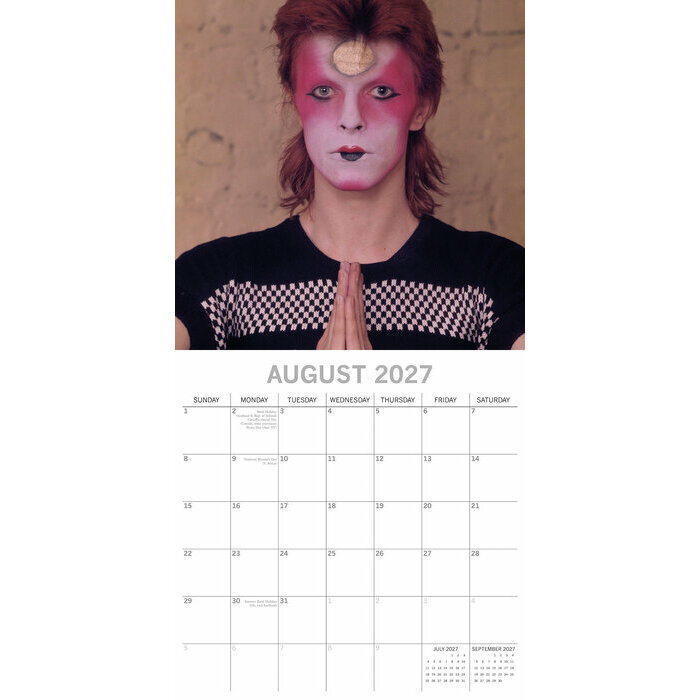 Calendrier 2027 David Bowie Chanteur Pop Calendrier papier 2027 David Bowie Chanteur Pop