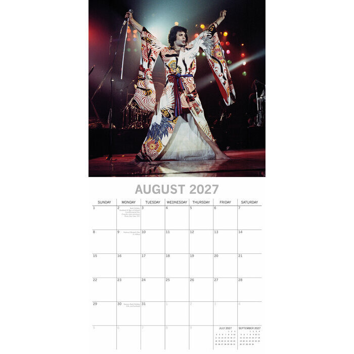 Calendrier papier 2027 Freddie Mercury Queen Chanteur