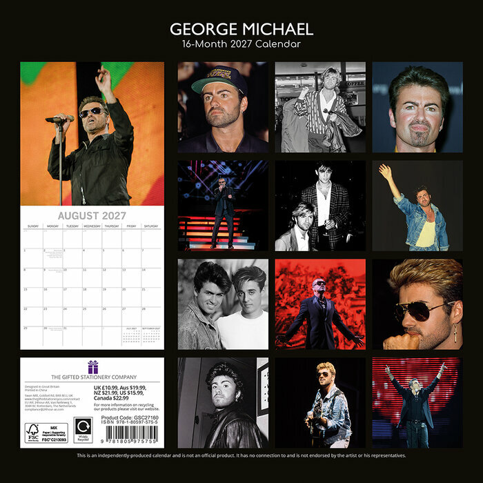 Calendrier 2027 Georges Michael Chanteur Calendrier papier 2027 Georges Michael Chanteur