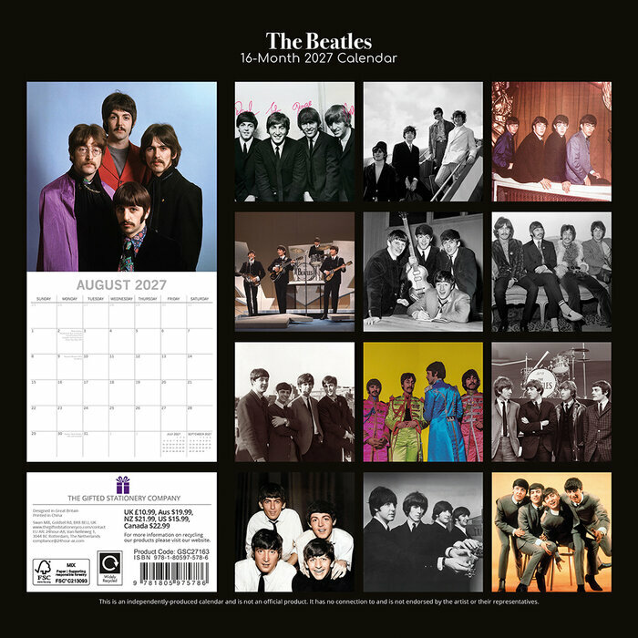 Calendrier 2027 Les Beatles Groupe Anglais