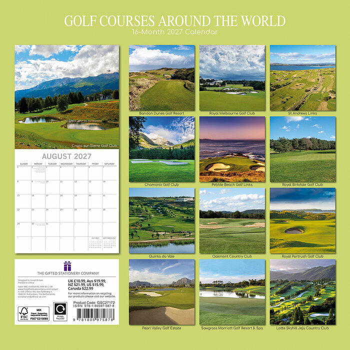 Calendrier 2027 Golf et Parcours de Golf