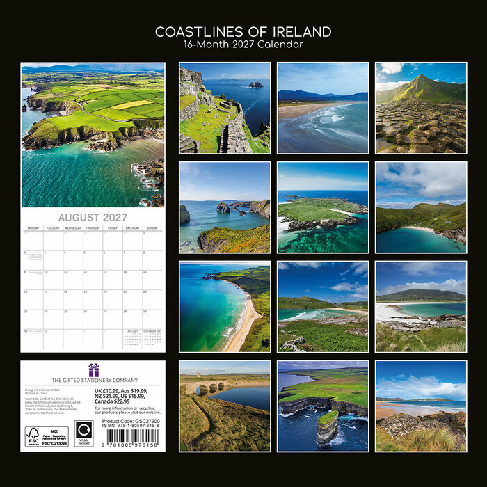 Calendrier 2027 Côte Irlandaise Irlande Calendrier mural 2027 Côte Irlandaise Irlande