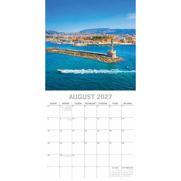 Calendrier papier 2027 Iles Grecques Santorin Corfou