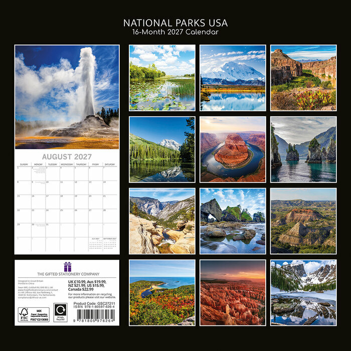 Calendrier 2027 Parcs Nationaux USA 