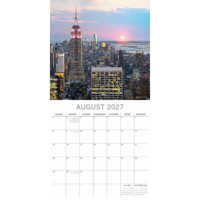 Calendrier 2027 New York Usa Calendrier papier 2027 New York Usa