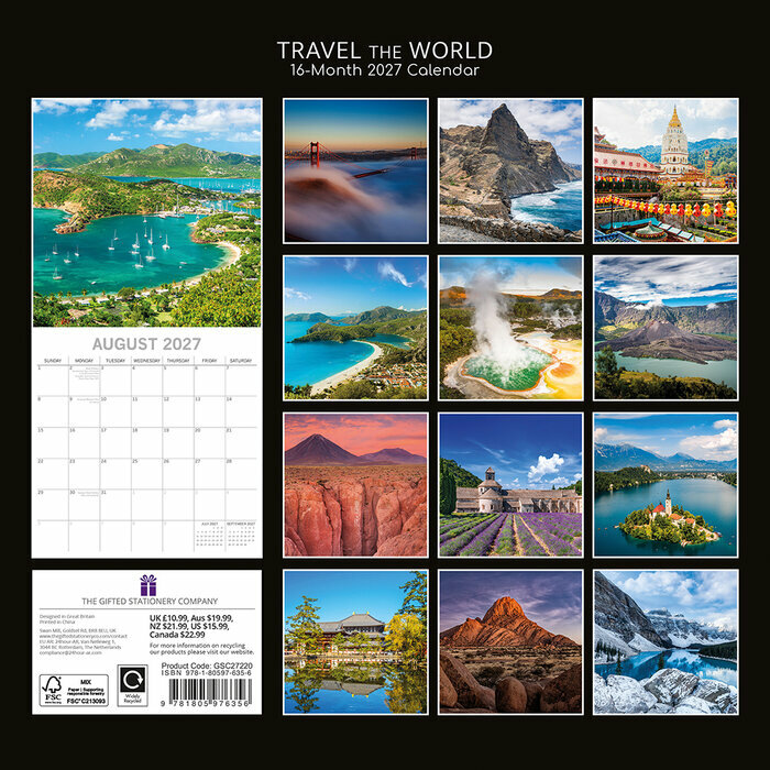 Calendrier 2027 Voyage Autour du Monde Tour Calendrier 2027 mural Voyage autour du monde
