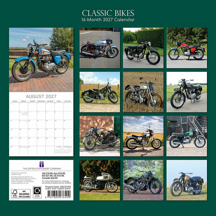 Calendrier 2027 Motos Classiques Retro