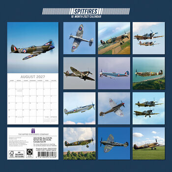 Calendrier 2027 Avions de Guerre Militaire Spitfire