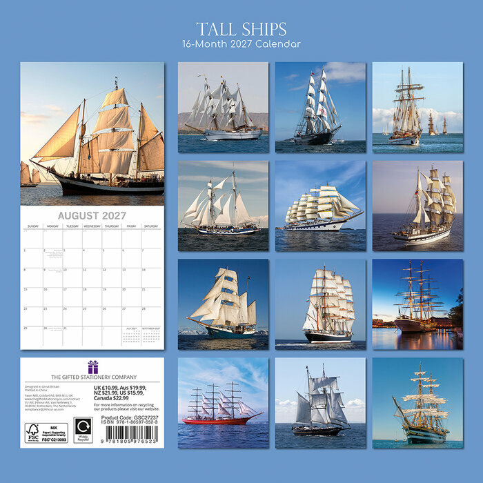 Calendrier Mural 2027 Bateaux Grands Voiliers