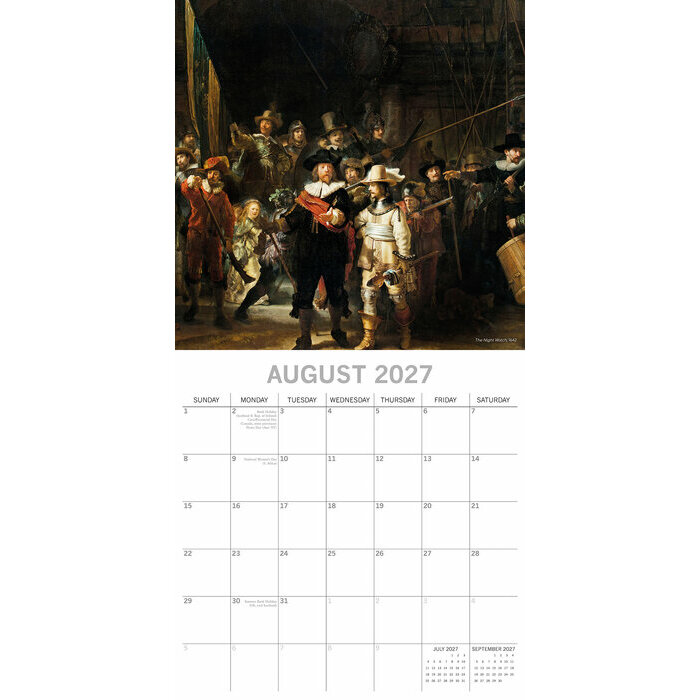 Calendrier  2027 Rembrandt Si�cle d'or