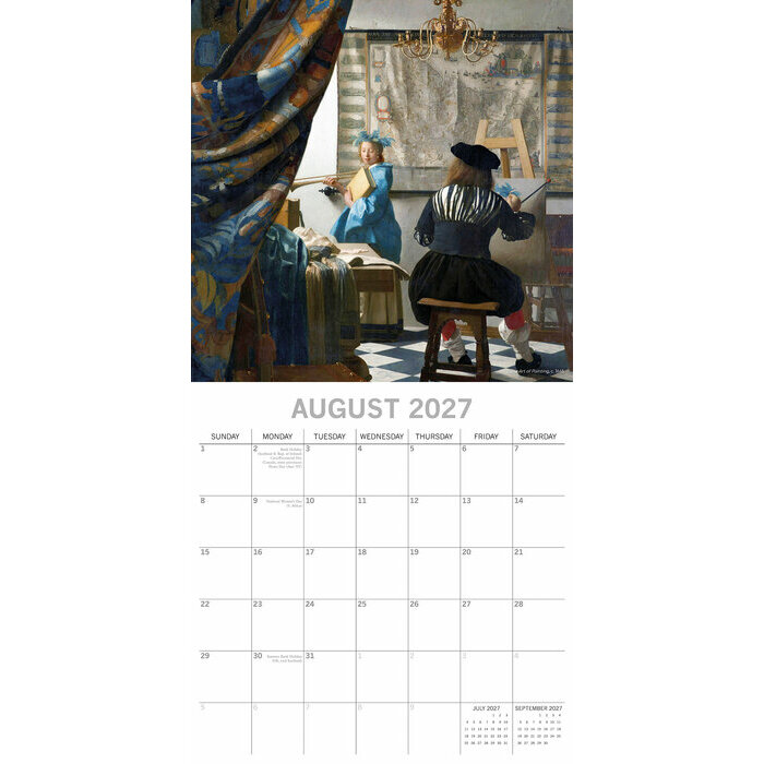 Calendrier Mural 2027 Johannes Vermeer