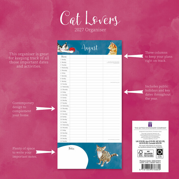 Calendrier Familial 2027 Dessins Chats et chatons