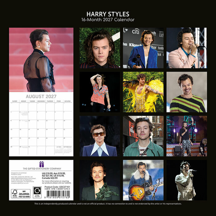 Calendrier 2027 Harry Styles  Queen Chanteur