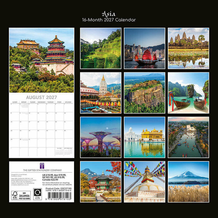 Calendrier 2027  Asie Merveilles d'un Continent