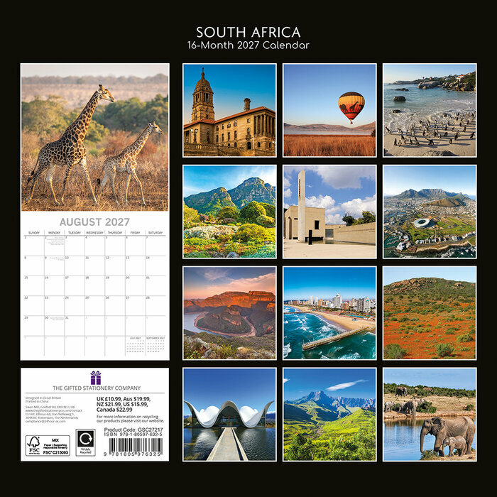 Calendrier 2027 Afrique du Sud Paysages Sauvages et Safaris Calendrier 2027 Afrique du Sud Paysages Sauvages et Safaris