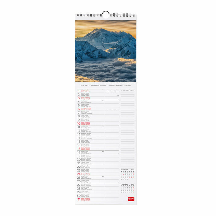 Calendrier Slim 2027 Montagnes Sommets Montagneux Calendrier Slim 2026 Montagnes Sommets Montagneux