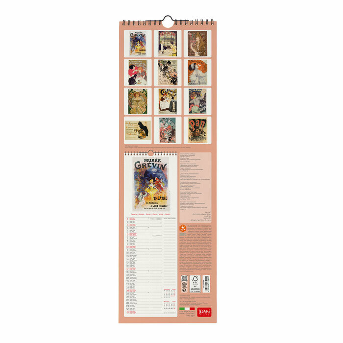 Calendrier Slim Mucha 2027 Art Nouveau Belle Epoque