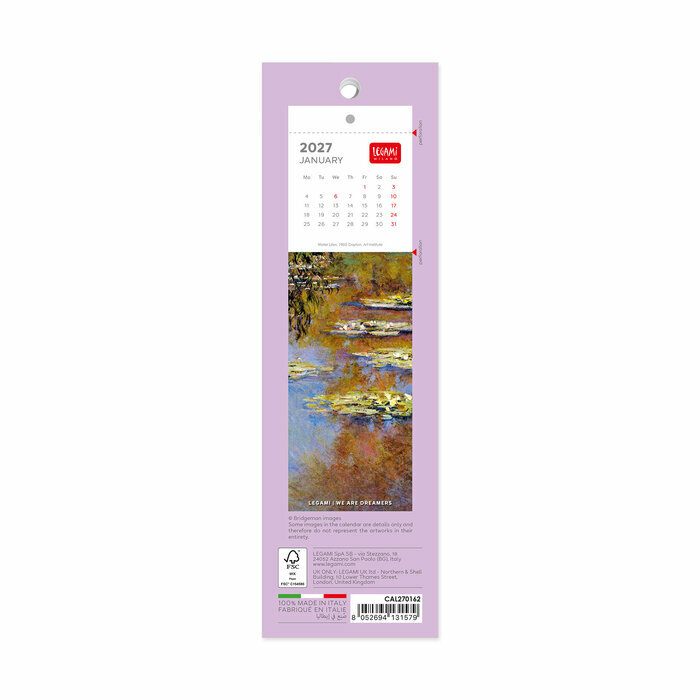 Calendrier Marque Page Livre 2027 Claude Monet Impressionniste