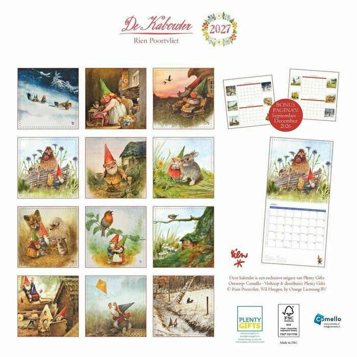 Calendrier Papier 2027 Rien Poortvliet Lutins Gnomes