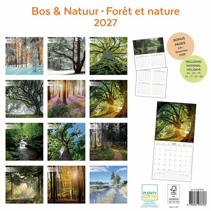 Calendrier 2027 Forêt et Nature Calendrier papier 2027 Forêt et Nature