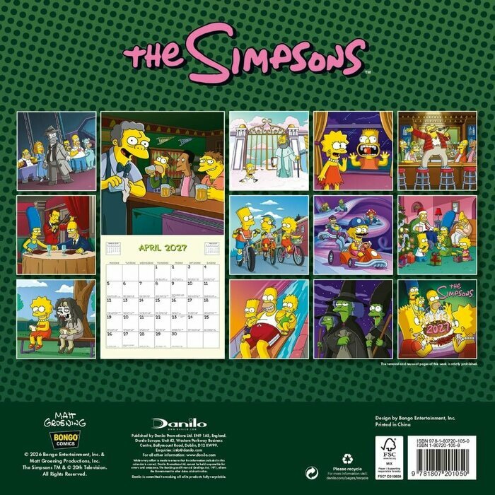 Calendrier 2027 Simpsons Dessin Animé Calendrier 2027 bart Simpsons Dessin Animé
