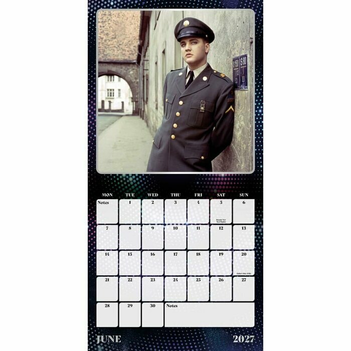 Calendrier 2027 Ic�ne Rock Elvis Presley