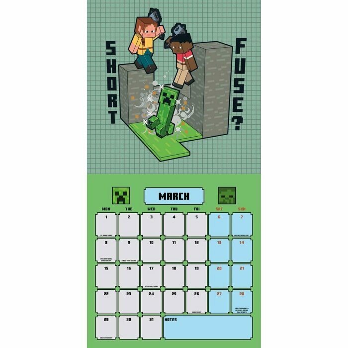 Calendrier 2027 Minecraft Creepers Calendrier 2027 Minecraft Creepers