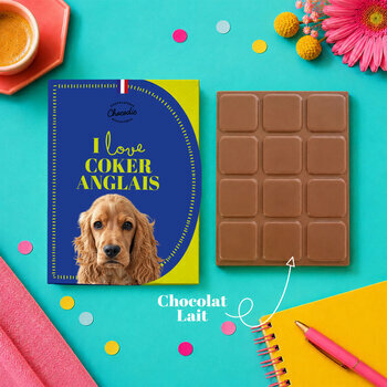 Tablette Chocolat Cocker Anglais Chocolat au Lait Artisanal Id&eacute;e Cadeau Chien