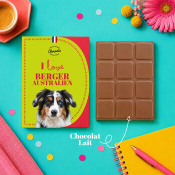 Tablette Chocolat Berger Australien Chocolat au Lait Artisanal Id&eacute;e Cadeau Chien