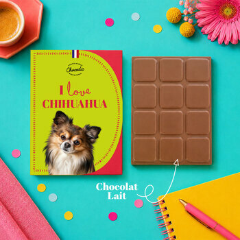Tablette Chocolat Chihuahua Chocolat au Lait Artisanal Id&eacute;e Cadeau Chien