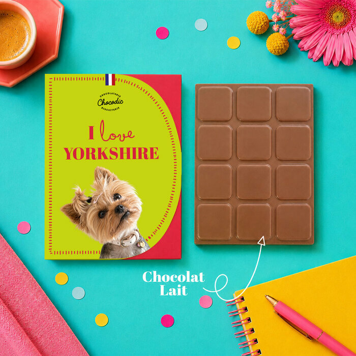 Tablette Chocolat Yorkshire Chocolat au Lait Artisanal Idée Cadeau Chien tablette chocolat Yorkshire