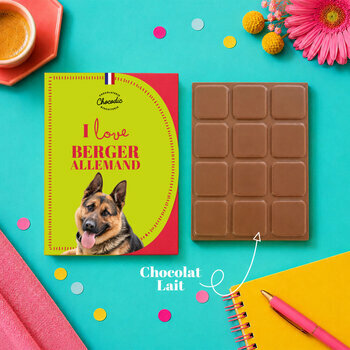 Tablette Chocolat Berger Allemand Chocolat au Lait Artisanal Id&eacute;e Cadeau Chien